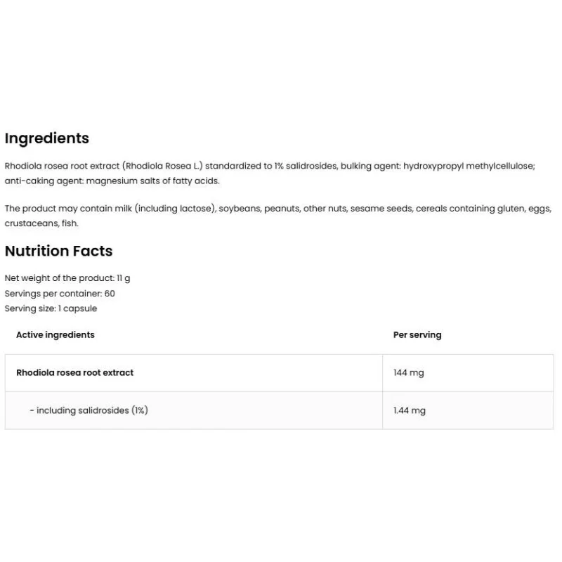 Rhodiola rosea 144 mg | Vege / 60 капсули, 60 дози - OstroVit