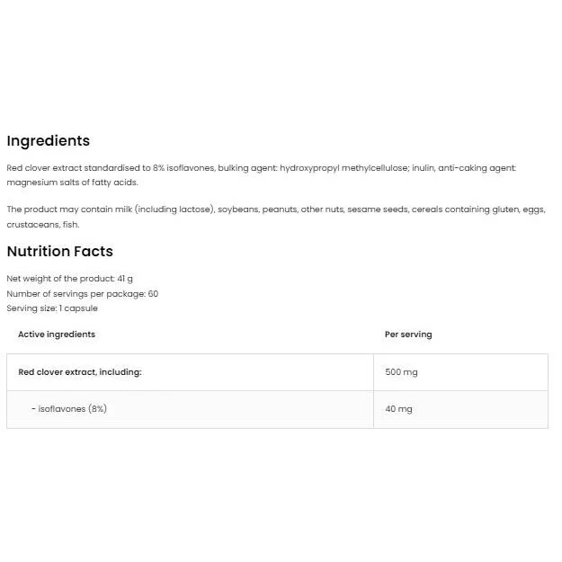 Red Clover 500 mg | with 8% Isoflavones / 60 капсули, 60 дози - OstroVit