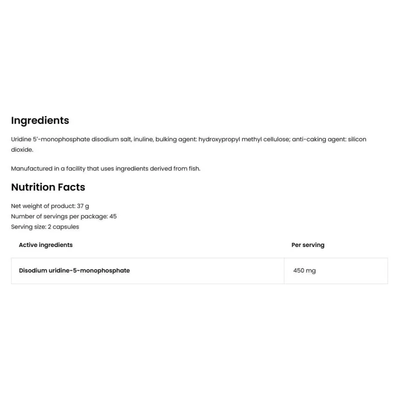 Uridine | 450 mg per Serving (90 дози) / 90 капсули - OstroVit