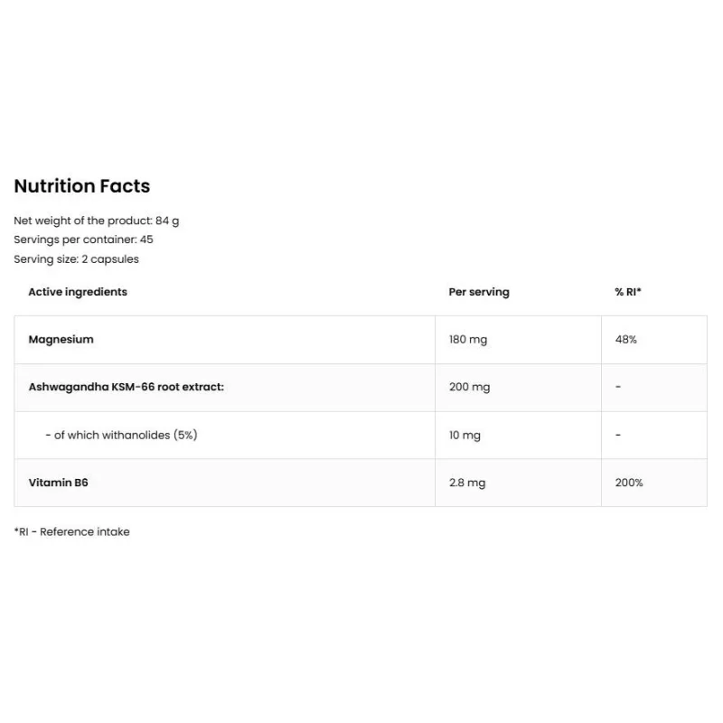 KSM-66 Ashwagandha® + Magnesium + B6 P-5-P (45 дози) / 90 капсули - OstroVit