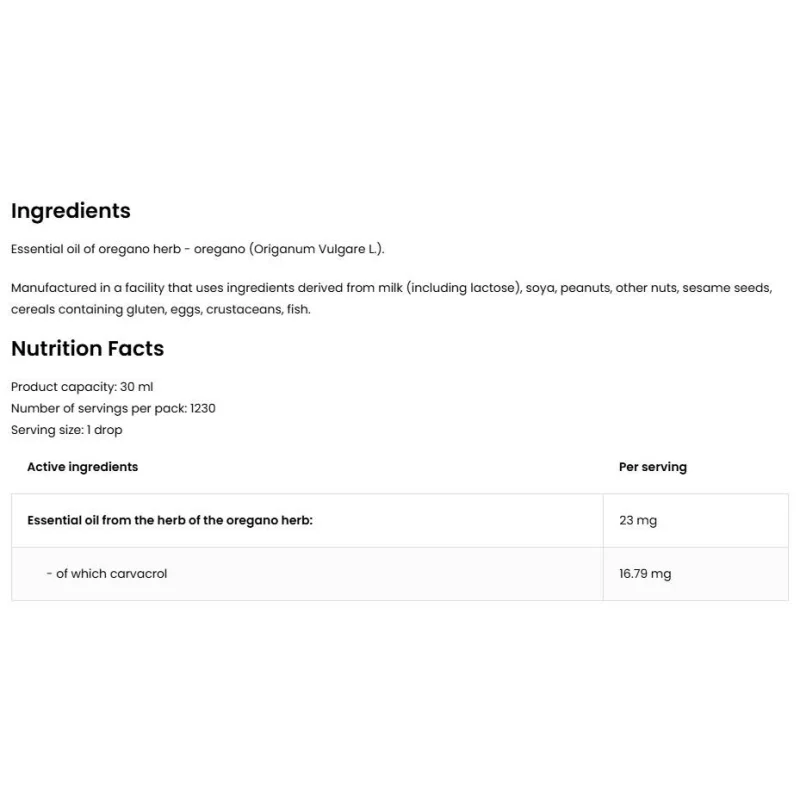 Oregano Essential Oil / 30 мл, 1230 дози - OstroVit