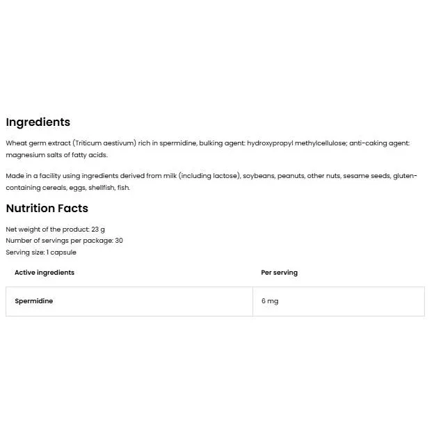 Spermidine 6 mg / 30 капсули, 30 дози - OstroVit