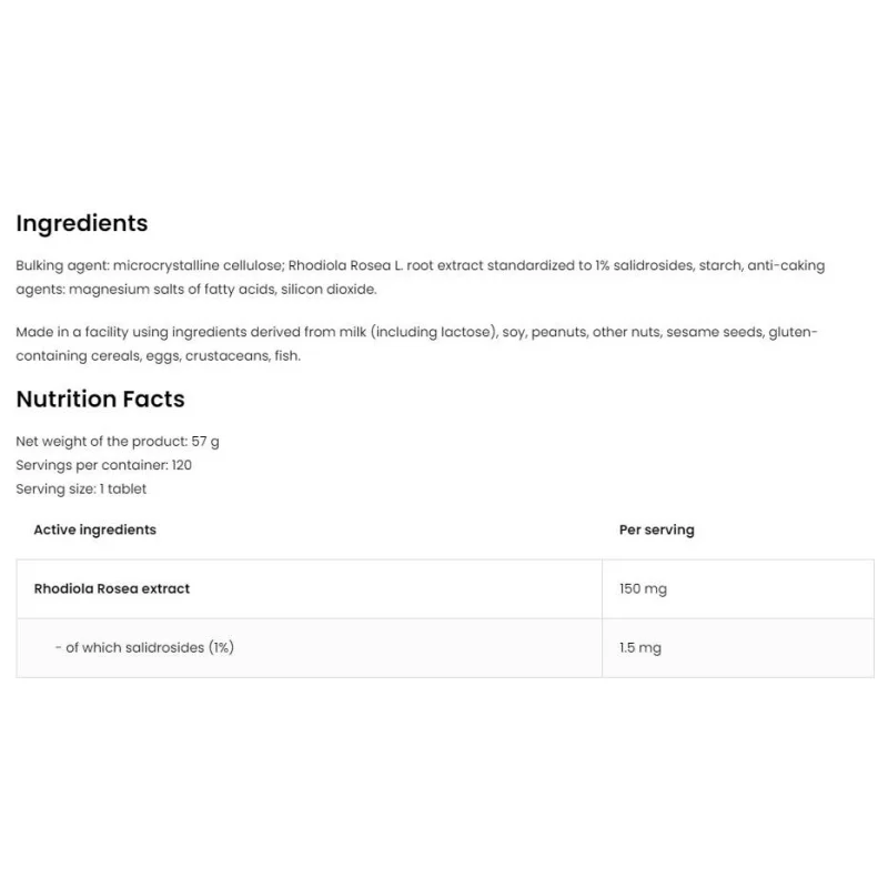Rhodiola Rosea 150 mg / Vege / 120 Таблетки, 120 дози - OstroVit