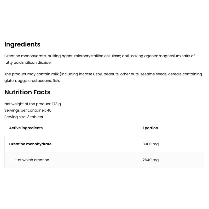 Creatine Micronized Tablets 750 mg (30 дози) / 120 Таблетки - OstroVit