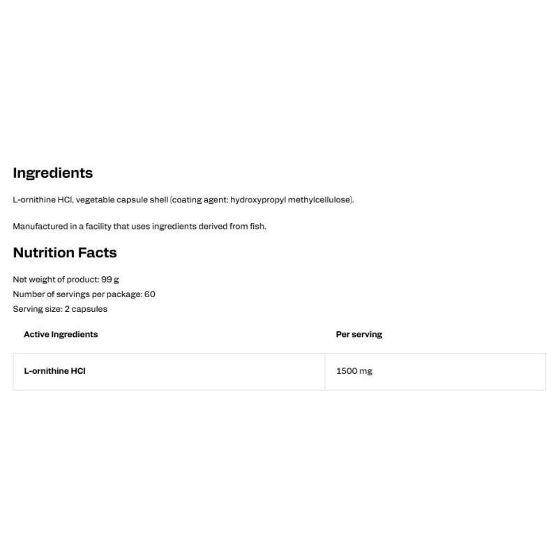 Ornithine 750 mg (60 дози) / 120 капсули - OstroVit