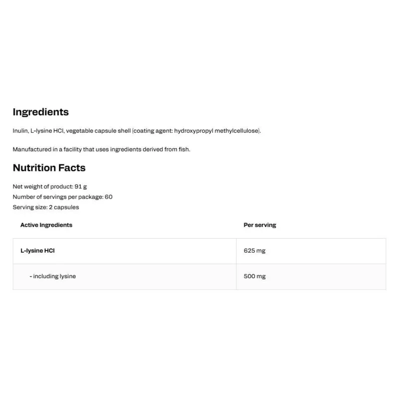 Lysine 312.5 mg (60 дози) / 120 капсули - OstroVit