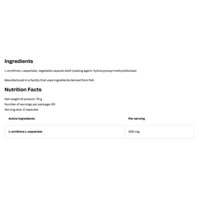 LOLA | L-ornithine L-aspartate 250 mg (60 дози) / 120 капсули - OstroVit