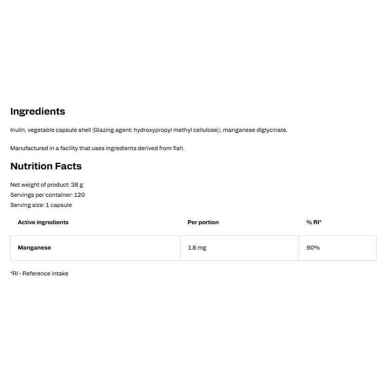 Manganese Bisglycinate 1.8 mg (120 дози) / 120 капсули - OstroVit