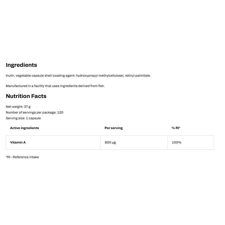 Vitamin A 800 mcg (120 дози) / 120 капсули - OstroVit