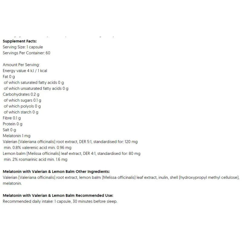 Melatonin with Valerian & Lemon Balm / 120 капсули, 120 дози - Osavi