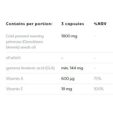 Primrose Oil 1800 mg | with Vitamin A & E / 180 Гел капсули, 60 дози - Osavi