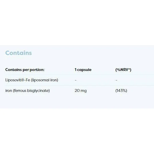 Liposomal Iron 20 mg | as Iron Bisglycinate / 60 капсули, 60 дози - Osavi