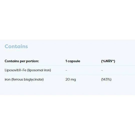Liposomal Iron 20 mg | as Iron Bisglycinate / 120 капсули, 120 дози - Osavi