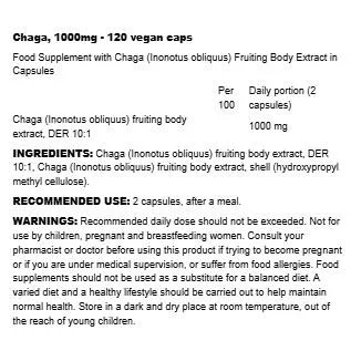 Chaga 1000 mg | Minimum 30% Beta-Glucans (120 дози) / 120 капсули - Osavi