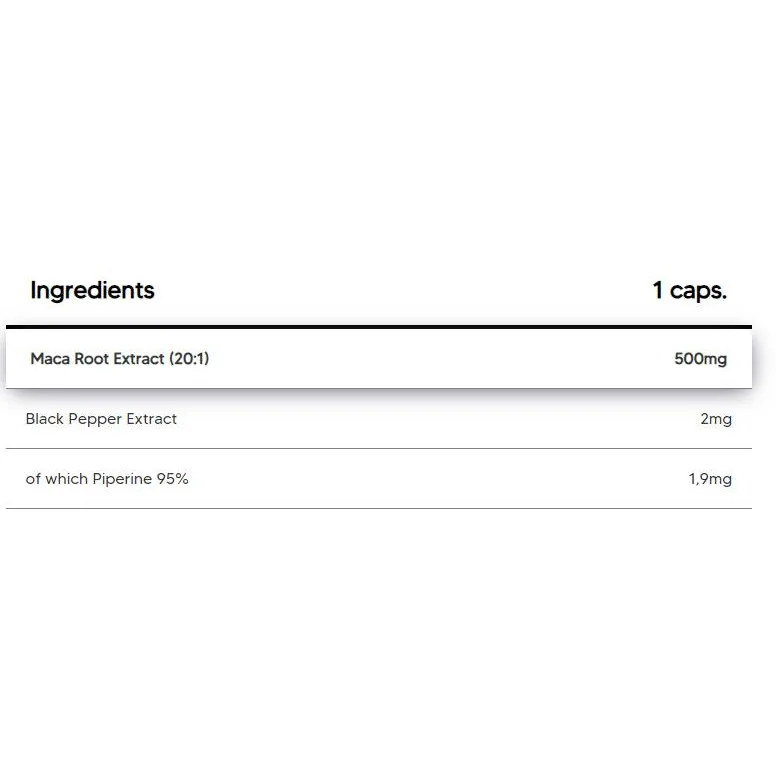 Maca 500 mg | with Black Pepper Extract / 100 капсули, 100 дози - Human Protect