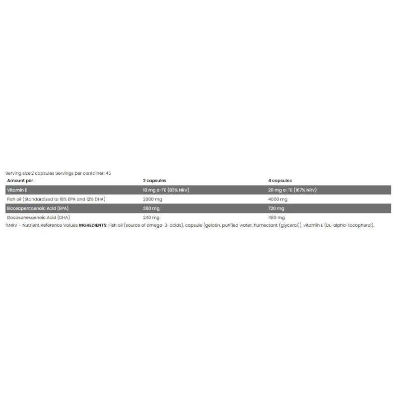 Omega 3 Fish Oil 2000 (45 дози) / 90 Гел капсули - FA Nutrition