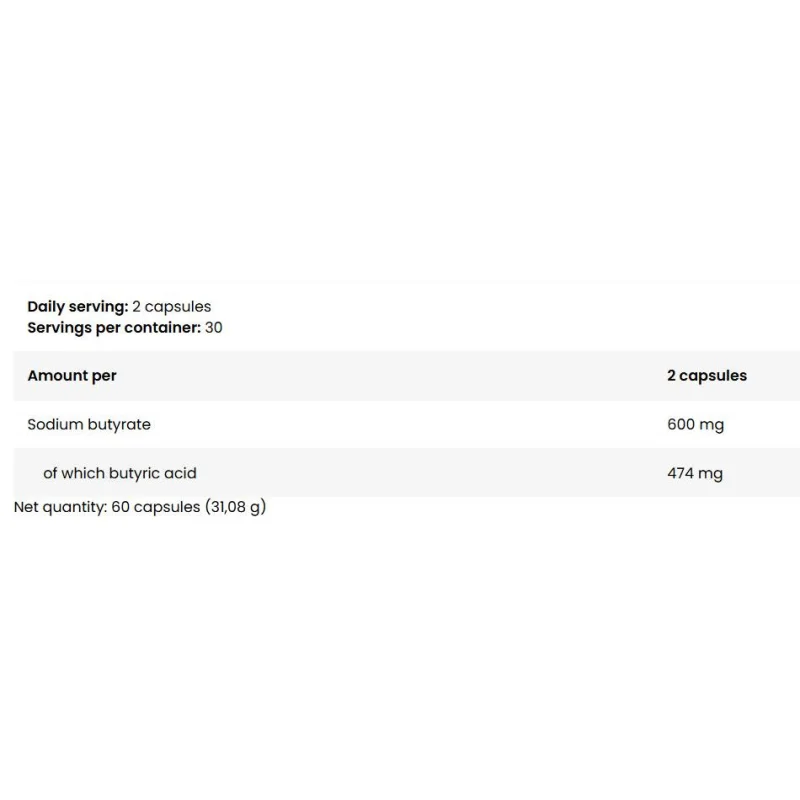 Sodium Butyrate 300 mg (30 дози) / 60 капсули - FA Nutrition