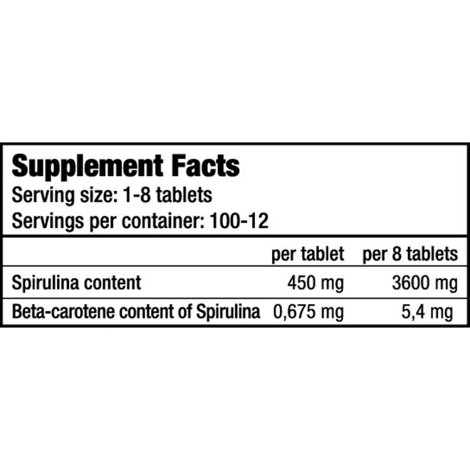 Spirulina 450mg. / 100 Tabs. - BioTech USA