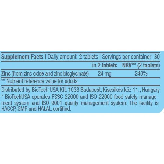 Zinc + Chelate / 60 Tabs - BioTech USA