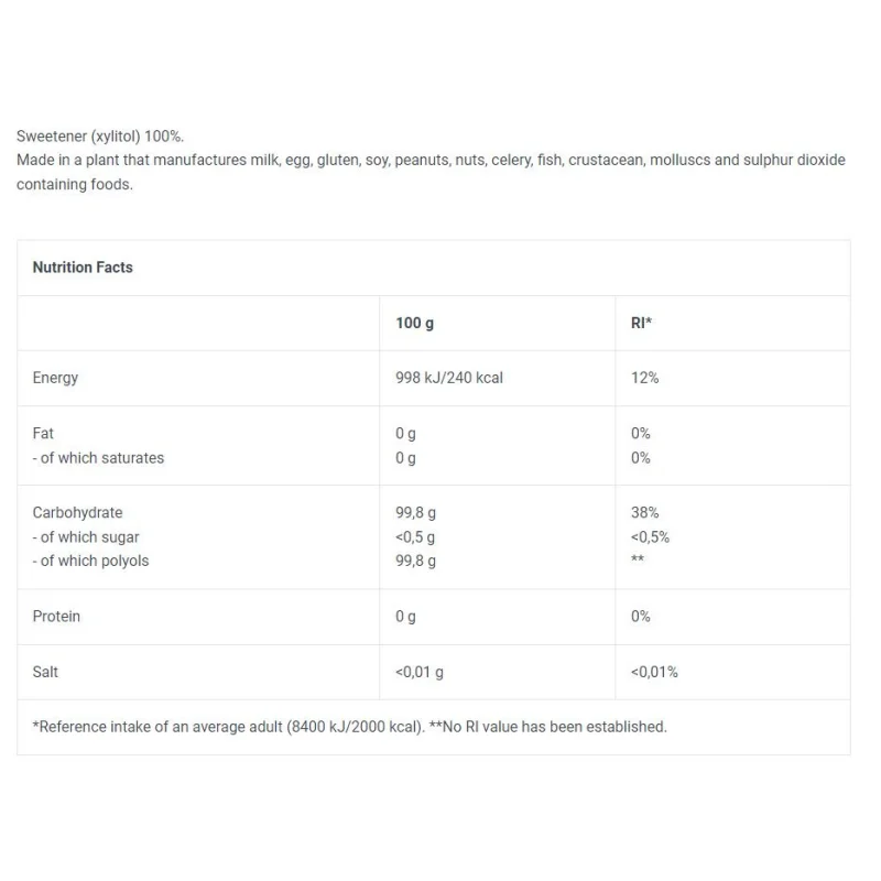 Xylitol Powdered Sweetener / 500g - BioTech USA