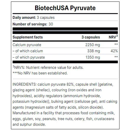 Pyruvate 750 mg / 90 caps - BioTech USA