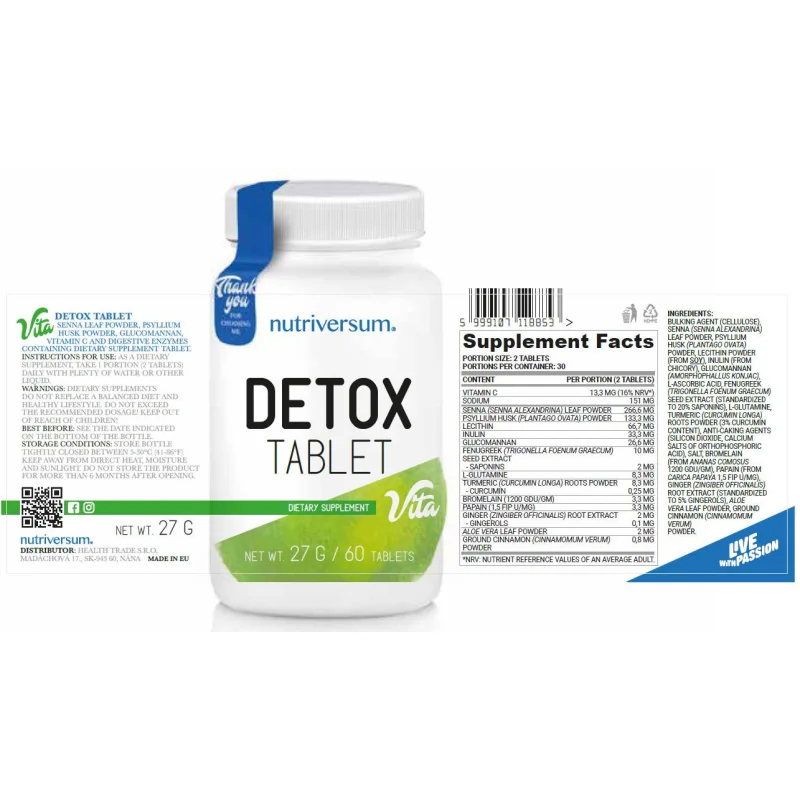 Detox Tablet | Detox Formula / 60 Таблетки, 30 дози - Nutriversum