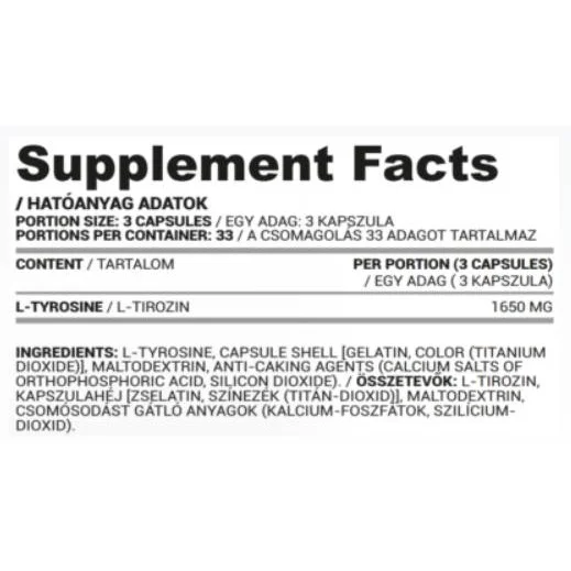 L-Tyrosine Caps 550 mg / 90 капсули, 30 дози - Nutriversum