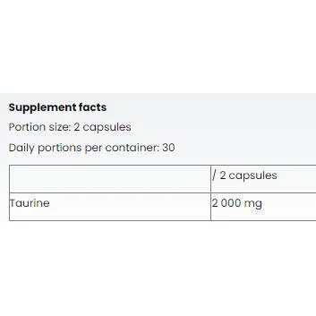 Taurine Caps 1000 mg / 60 капсули, 60 дози - Nutriversum
