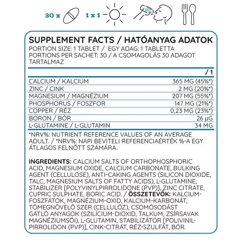 Ca/Zn/MG | Calcium Magnesium Zinc Formula / 30 Таблетки, 30 дози - Nutriversum