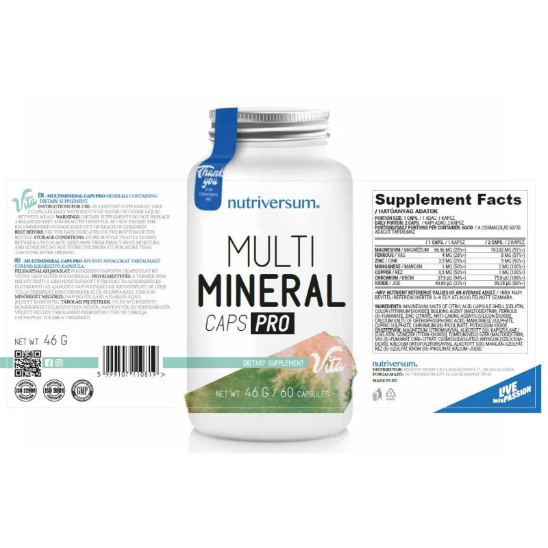 MultiMineral Caps Pro / 60 капсули, 60 дози - Nutriversum