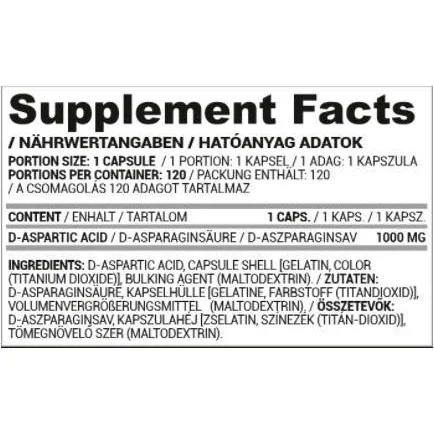 DAA Dark | D-Aspartic Acid 1000 mg / 60 капсули, 60 дози - Nutriversum