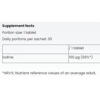 Iodine Tablet 100 mcg / 30 Таблетки, 30 дози - Nutriversum