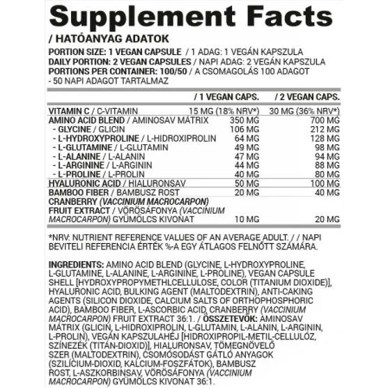 Vegan Collagen Support / with Hyaluronic Acid and Amino Acids / 100 капсули, 100 дози - Nutriversum