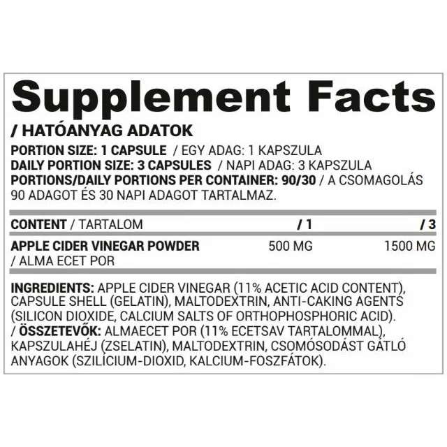 Apple Cider Vinegar 500 mg / 90 капсули, 90 дози - Nutriversum