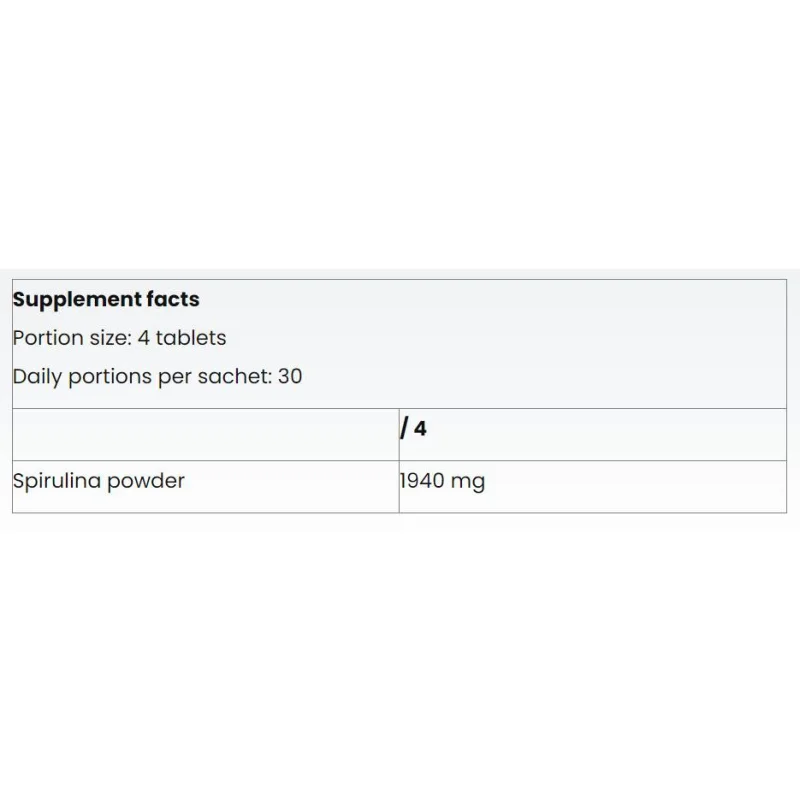 Spirulina 1940 mg / 120 Таблетки, 30 дози - Nutriversum