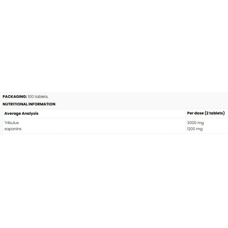Tribulus Terrestris 2000 mg / 120 Таблетки, 120 дози / 100 Таблетки - Nutriversum