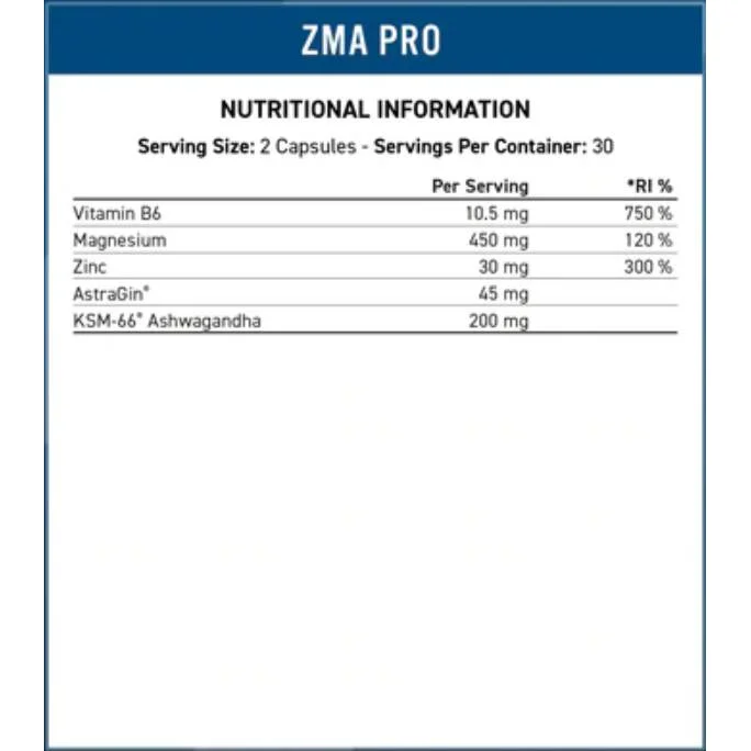 ZMA-Pro | with KSM-66® Ashwagandha Extract / 60 капсули, 30 дози - Applied Nutrition
