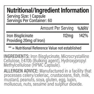 Iron Bisglycinate / 60 капсули, 60 дози​ - Trained by JP