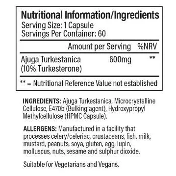 Turkesterone 600 mg / 60 капсули, 60 дози​ - Trained by JP