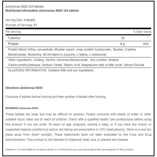 Aminomax 8000 / 325 Tabs.​ - Gaspari