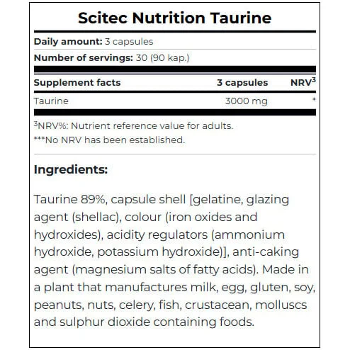 Taurine / 90 Caps. (45 дози) - Scitec