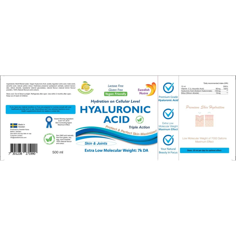 Hyaluronic Acid 100 mg / 500 мл, 33 дози - Swedish Nutra