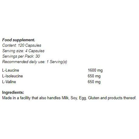 Branched Chain Amino Acids / BCAA (30 дози) / 120 капсули - NOW Foods