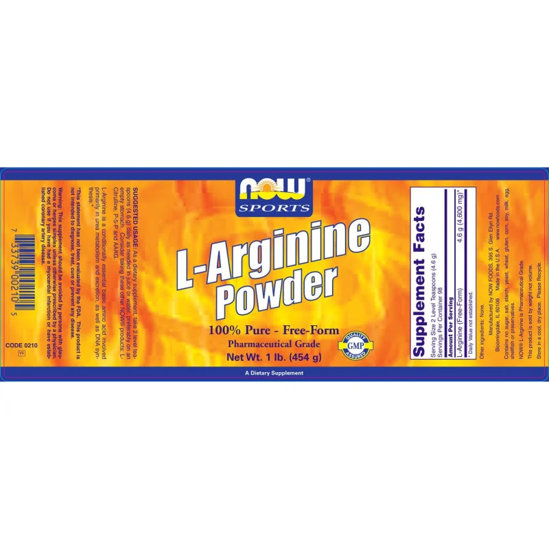L-Arginine Powder / 454 грама - NOW Foods