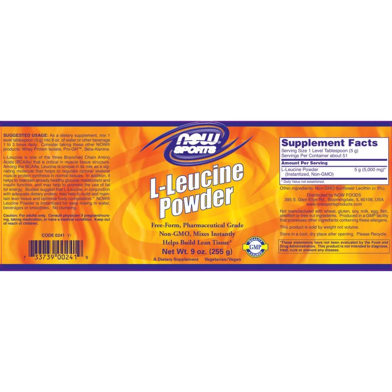 L-Leucine Powder / 255 грама - NOW Foods