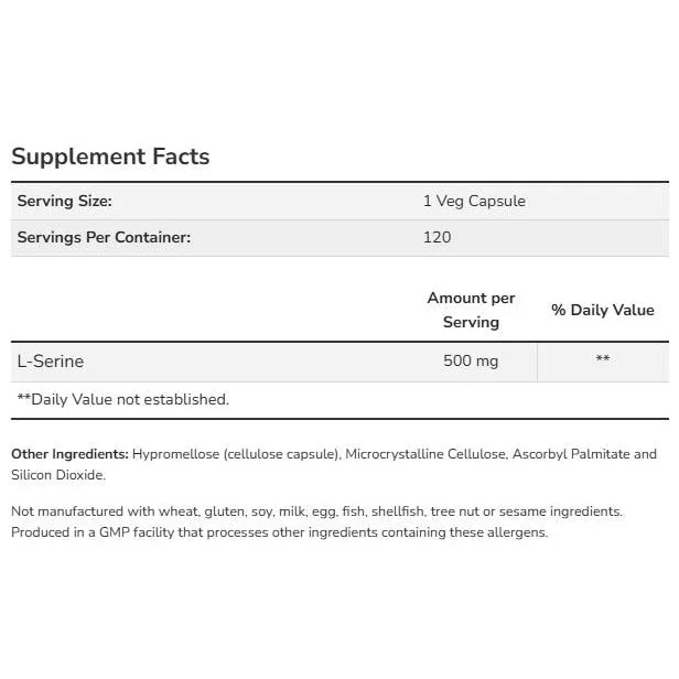 L-Serine 500 mg (120 дози) / 120 капсули - NOW Foods