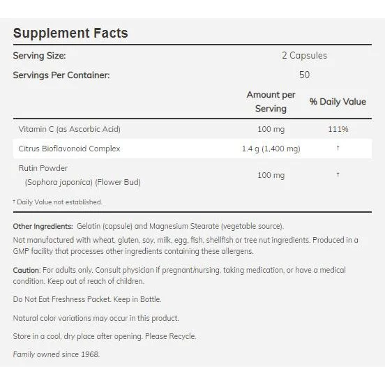 Citrus Bioflavonoids 700 mg (50 дози) / 100 капсули - NOW Foods