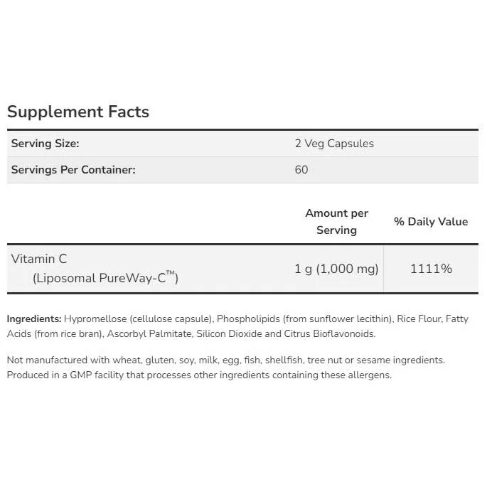 Liposomal Vitamin C (60 дози) / 120 капсули - NOW Foods
