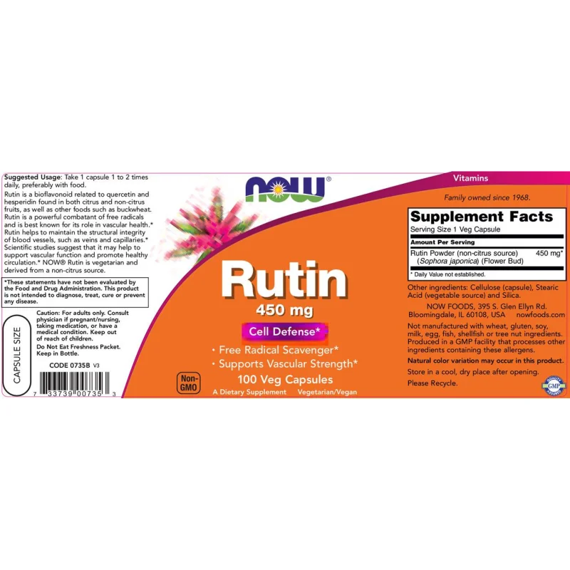 Rutin 450 mg / 100 капсули - NOW Foods