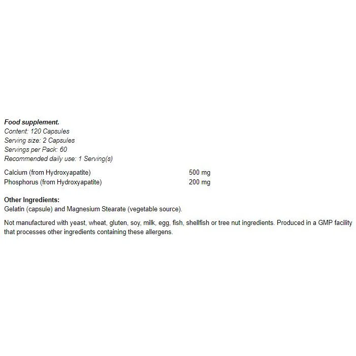 Calcium Hydroxyapatite (60 дози) / 120 капсули - NOW Foods